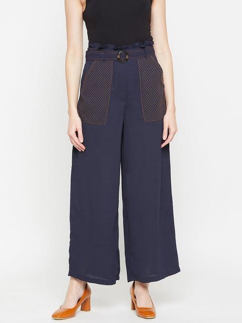 marie claire navy high rise relaxed fit trousers