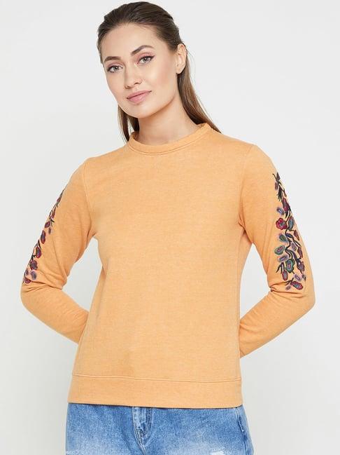 rare light orange embroidered pullover