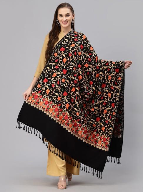 style quotient black embroidered shawl