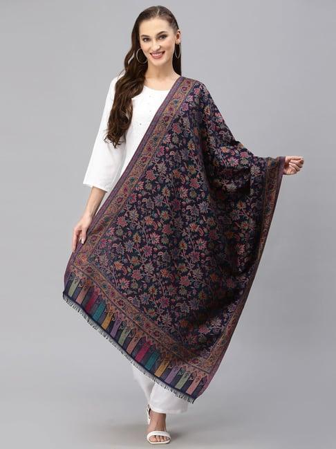 style quotient blue embroidered shawl