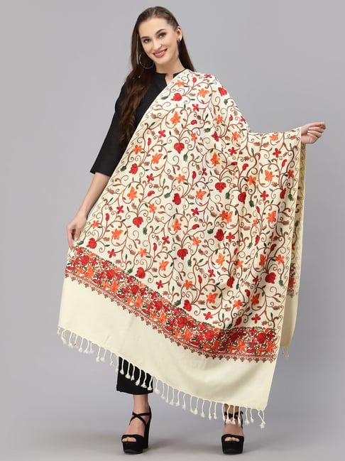 style quotient off white embroidered shawl