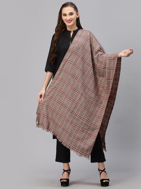 style quotient camel brown check shawl