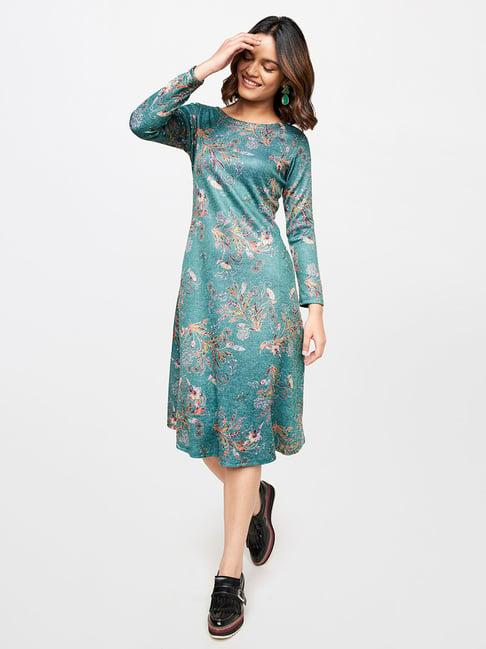 global desi mint floral print midi dress