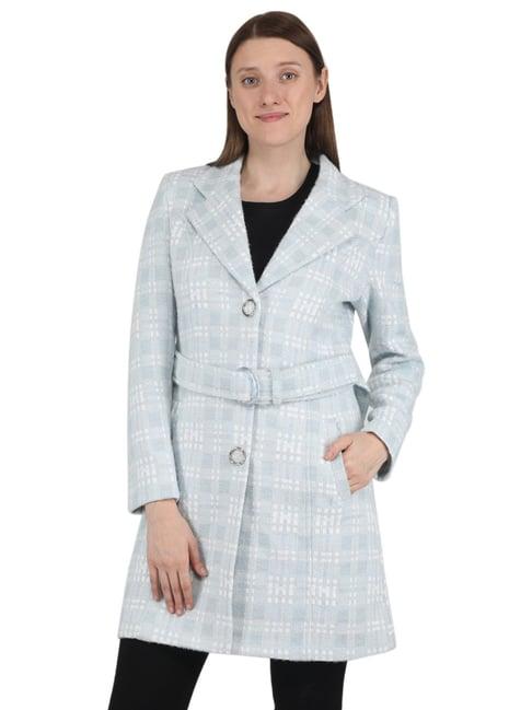 monte carlo light blue checks coat