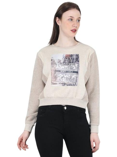 monte carlo beige printed sweatshirt