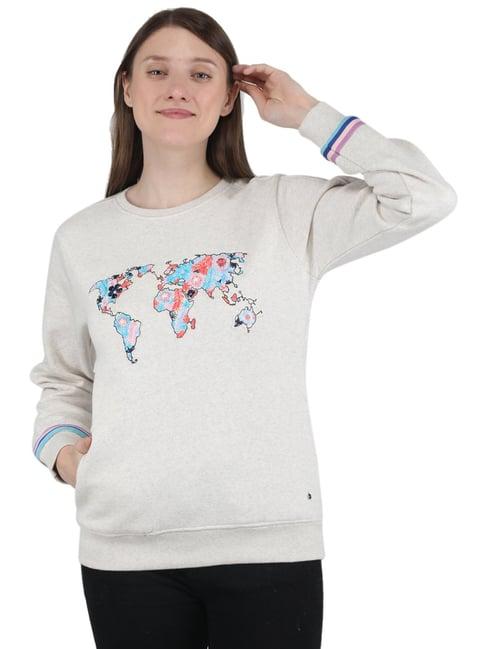 monte carlo beige printed sweatshirt