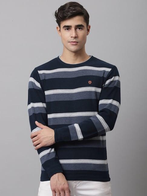 cantabil multicolor regular fit striped sweater