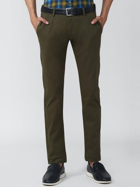 peter england green cotton skinny fit chinos