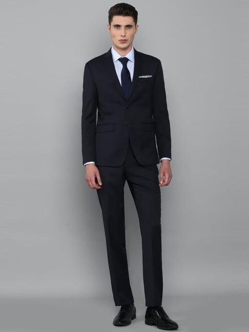 luxure by louis philippe navy blue slim fit two piece suit