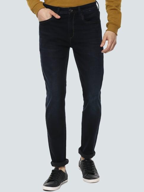 louis philippe jeans navy blue cotton slim fit jeans