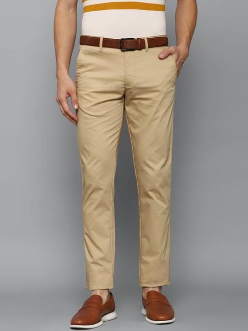 louis philippe sport khaki cotton slim fit trousers