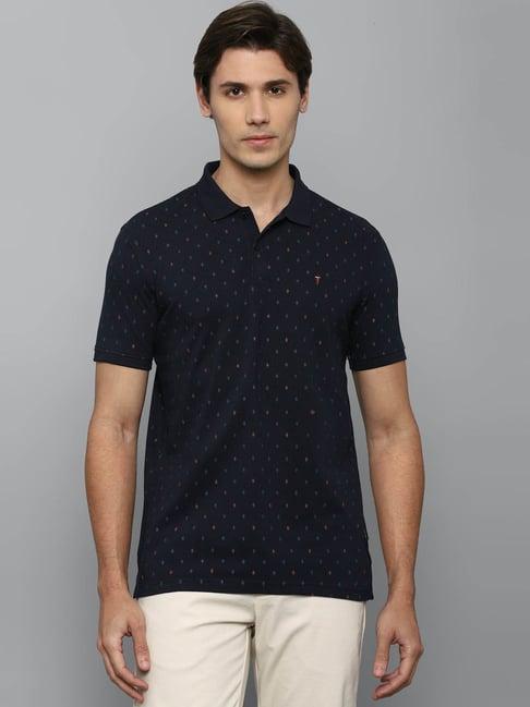 louis philippe sport navy slim fit printed polo t-shirt