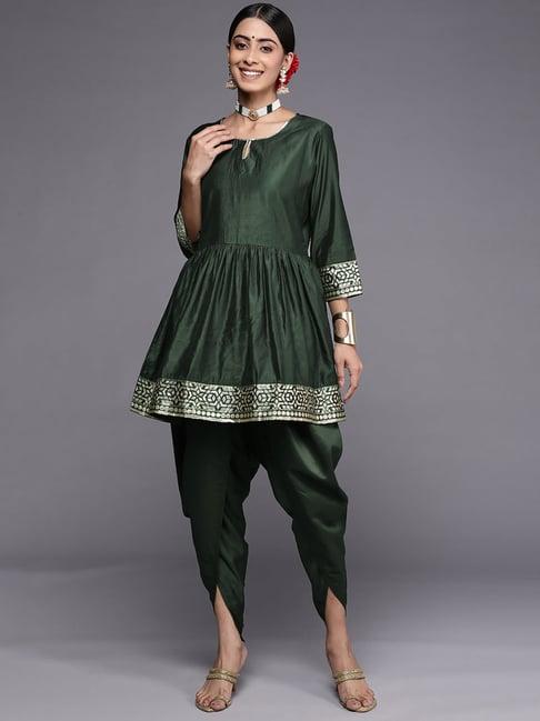 indo era green kurti pant set