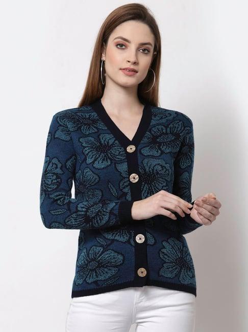 kalt navy floral cardigan