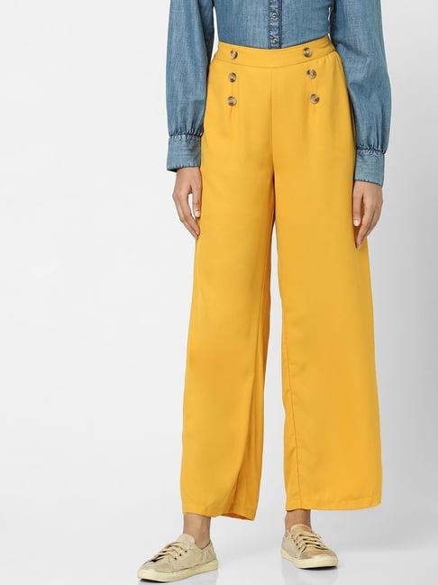 vero moda yellow regular fit trousers