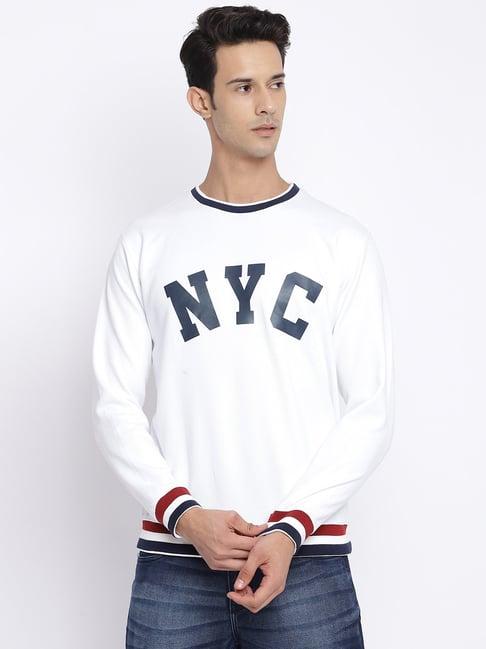 cantabil white regular fit printed sweatshirt