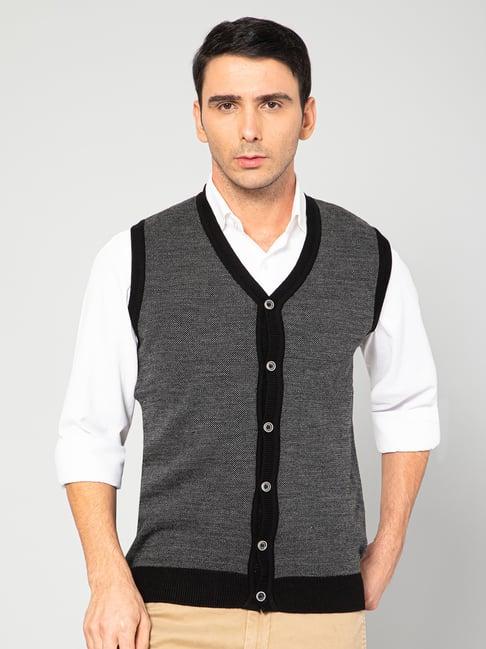 cantabil charcoal regular fit self design cardigan