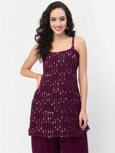 studiorasa purple embellished straight kurti