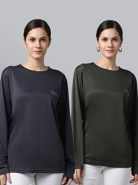 vimal jonney charcoal & olive box t-shirt - pack of 2