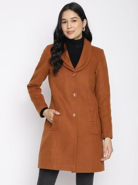 latin quarters brown regular fit over coat