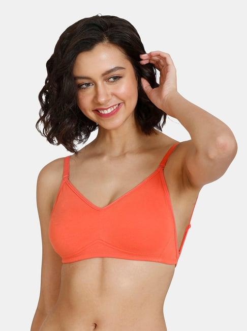 zivame orange half coverage double layered everyday bra