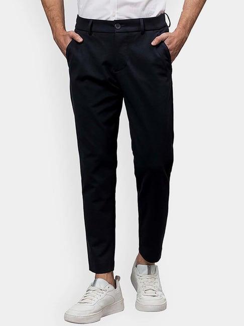 being human dark navy blue comfort fit trousers