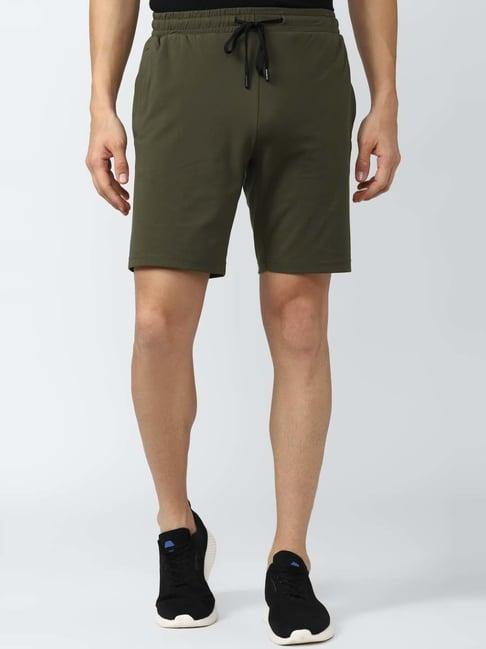 peter england casuals green regular fit shorts