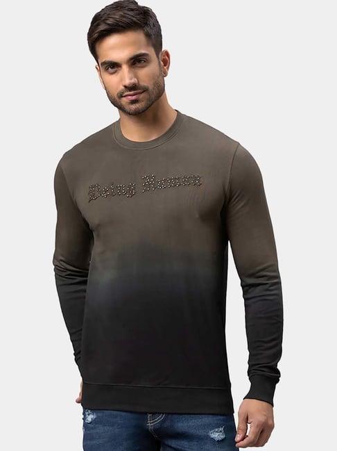 being human dark olive cotton regular fit ombre sweatshirts