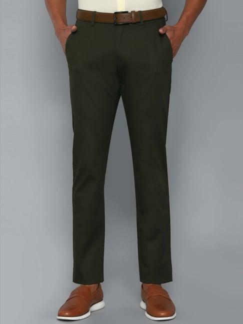 allen solly green slim fit trousers