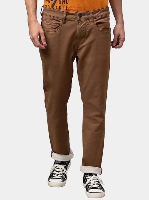 being human khaki cotton slim fit jeans