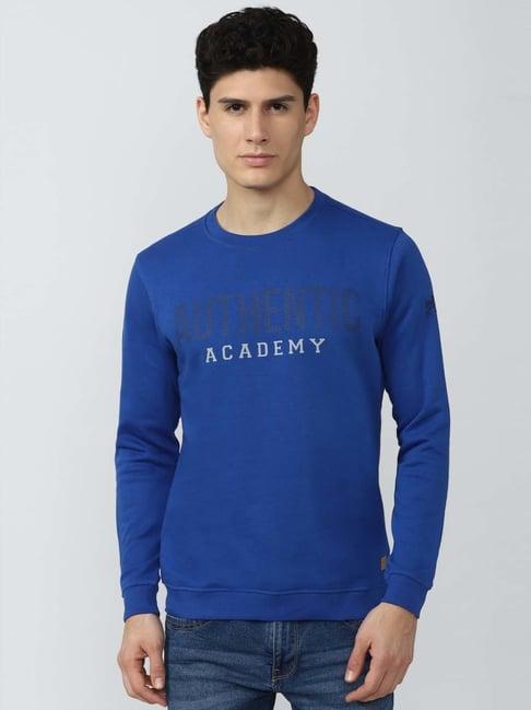 academy by van heusen blue slim fit printed sweatshirts