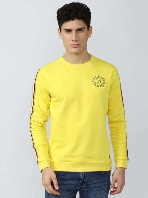 academy by van heusen yellow slim fit striped sweatshirts