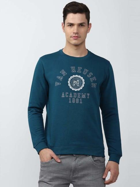 academy by van heusen blue slim fit printed sweatshirts