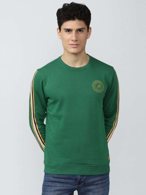 academy by van heusen green slim fit striped sweatshirts