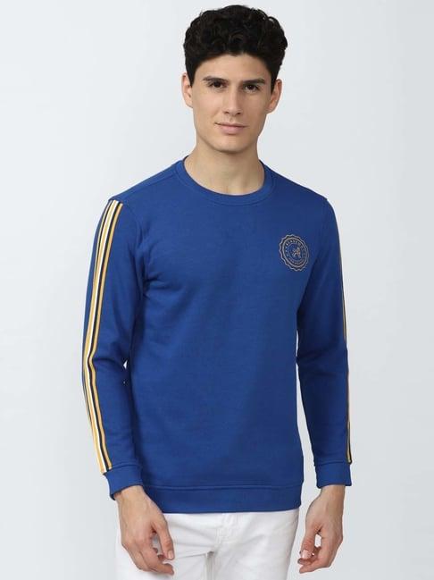 academy by van heusen blue slim fit striped sweatshirts