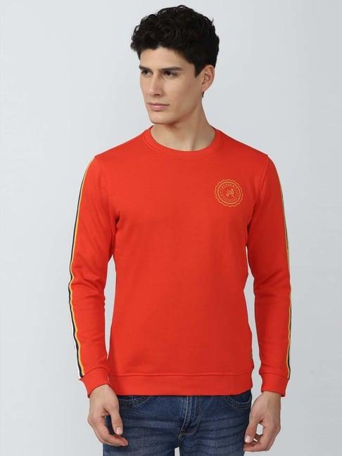 academy by van heusen orange slim fit striped sweatshirts