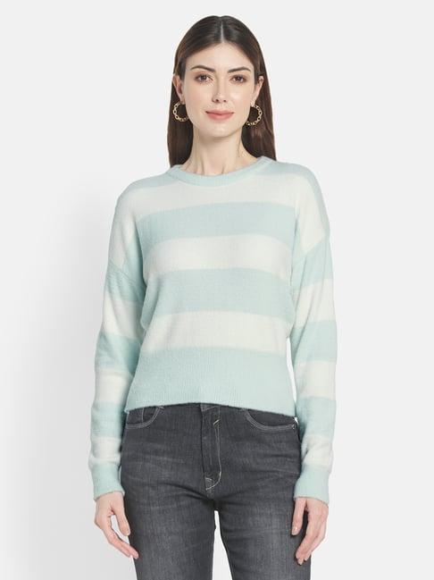 mettle green & white striped pullover