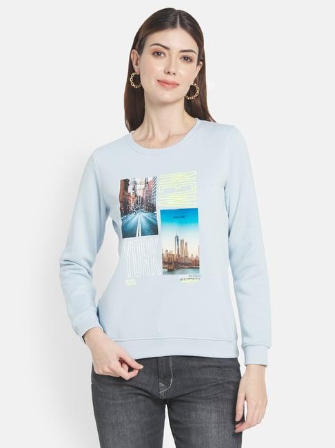 mettle sky blue printed sweatshirt