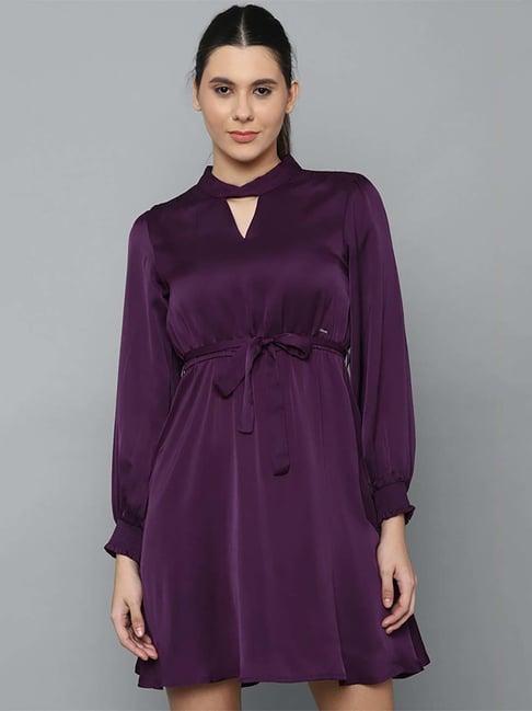 allen solly purple a-line dress