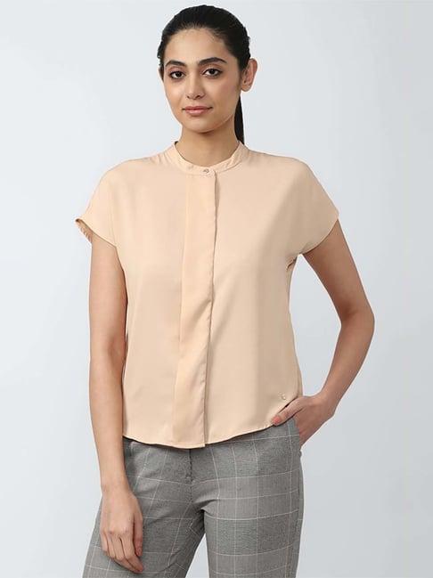 van heusen beige cap sleeves top