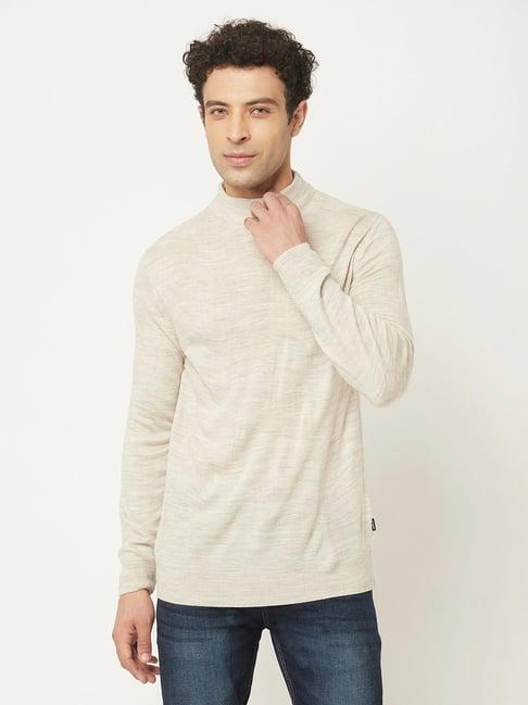 crimsoune club ecru regular fit round neck sweater