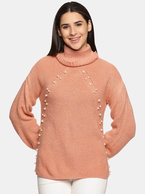 isu peach cotton knitted sweater