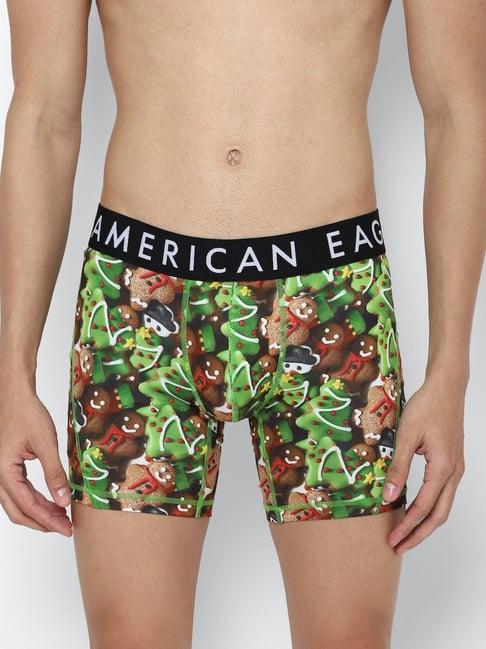 american eagle outfitters green regular fit printed trunks