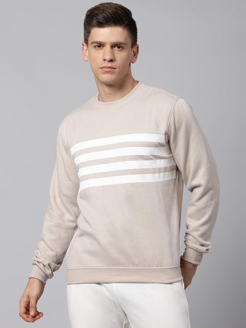 dennis lingo stone beige regular fit striped sweatshirts