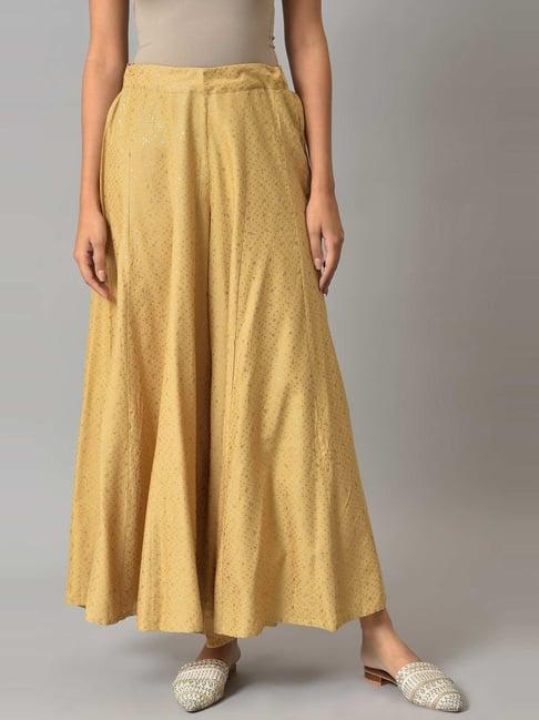 w golden printed palazzos