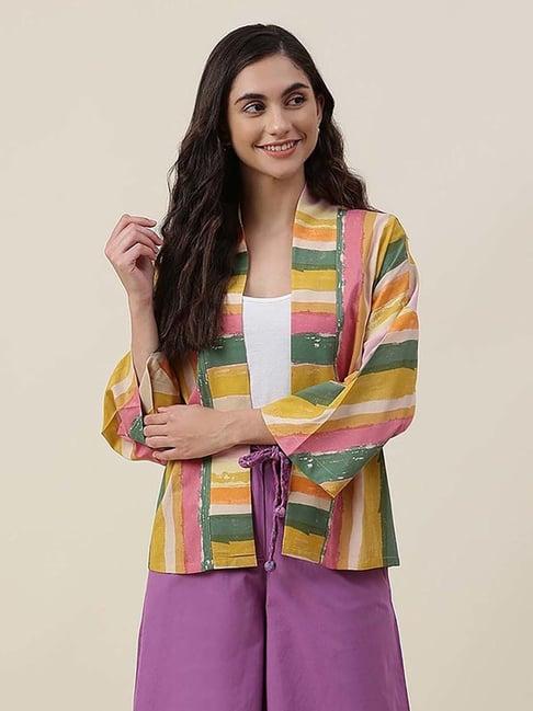 fabindia multicolored printed shrug