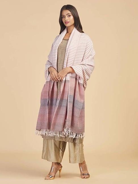 fabindia cream woven pattern shawl