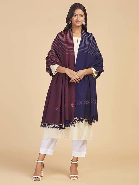 fabindia blue & purple woven pattern shawl