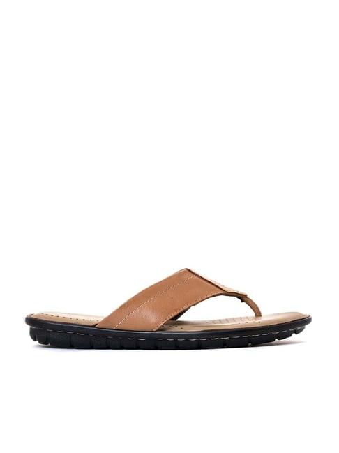 khadim men's brown flip flops