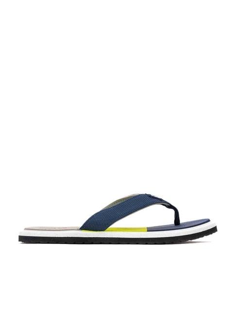 khadim men's blue flip flops